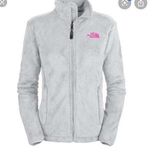 White and pink North face jacket